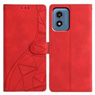 For Motorola Moto G Play 2024 Triangles Embossed Leather Phone Case(Red)
