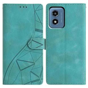 For Motorola Moto G Play 2024 Triangles Embossed Leather Phone Case(Green)