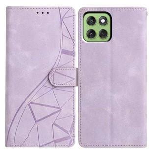 For Motorola Edge 60 Triangles Embossed Leather Phone Case(Purple)