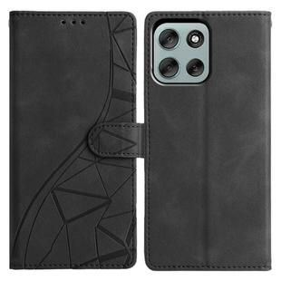 For Motorola Moto G56 5G Triangles Embossed Leather Phone Case(Black)