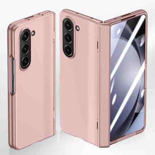 For Samsung Galaxy Z Fold5 5G Integrated Spring Axis Skin Feel Phone Case(Rose Gold)