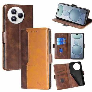 For Xiaomi Civi 5 Pro 5G Contrast Color Side Buckle Leather Phone Case(Dark Brown + Gold)
