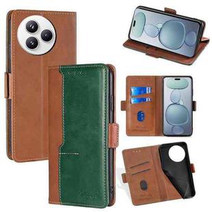 For Xiaomi Civi 5 Pro 5G Contrast Color Side Buckle Leather Phone Case(Light Brown + Green)