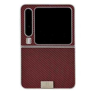 For Huawei Pura X Kevlar Carbon Fiber Ultra-thin Nameplate Shockproof Phone Case(Red)