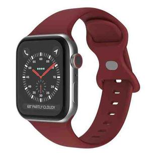 For Apple Watch 46mm / 49mm / 45mm / 44mm xDfind Butterfly Buckle Silicone Watch Band(Wine Red)