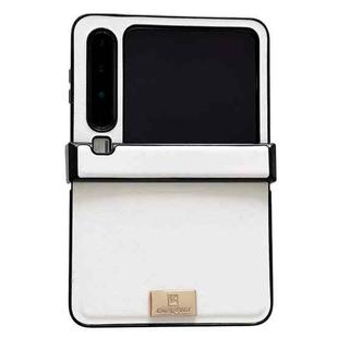 For Huawei Pura X Three-stage Morandi Solid Color Leather Texture Nameplate Phone Case(White)