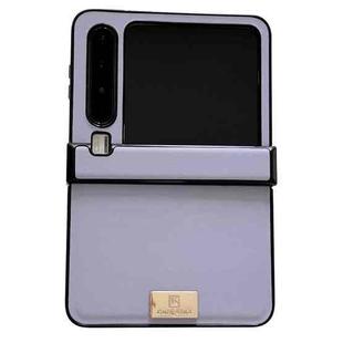 For Huawei Pura X Three-stage Morandi Solid Color Leather Texture Nameplate Phone Case(Purple)