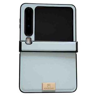 For Huawei Pura X Three-stage Morandi Solid Color Leather Texture Nameplate Phone Case(Blue)