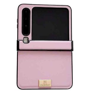 For Huawei Pura X Three-stage Morandi Solid Color Leather Texture Nameplate Phone Case(Pink)