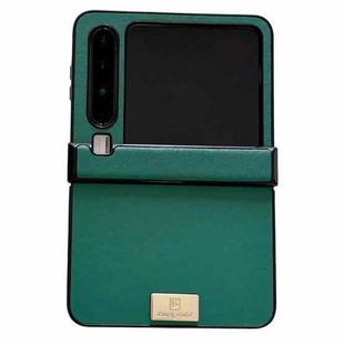 For Huawei Pura X Three-stage Morandi Solid Color Leather Texture Nameplate Phone Case(Green)
