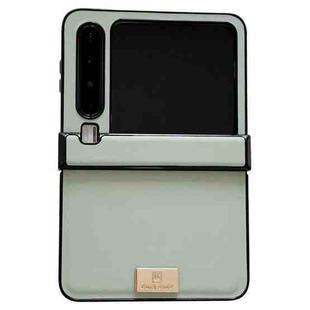 For Huawei Pura X Three-stage Morandi Solid Color Leather Texture Nameplate Phone Case(Light Green)