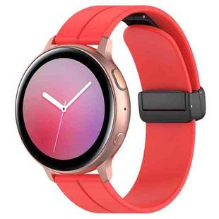 22mm xDfind  Flat Head Groove Folding Black Buckle Silicone Watch Band(Red)