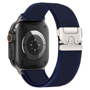 For Apple Watch 46mm / 49mm / 45mm / 44mm xDfind Titanium Buckle Snap Button Loop Nylon Watch Band(Navy Blue)