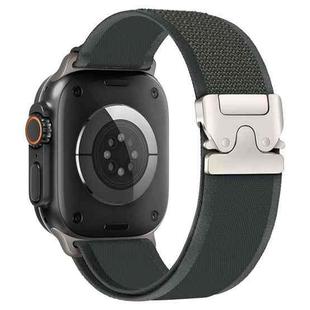 For Apple Watch 46mm / 49mm / 45mm / 44mm xDfind Titanium Buckle Snap Button Loop Nylon Watch Band(Black)