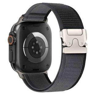 For Apple Watch 42mm / 41mm / 40mm / 38mm xDfind Titanium Buckle Snap Button Loop Nylon Watch Band(Black Grey)