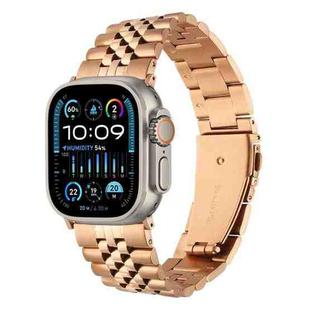 For Apple Watch 46mm / 49mm / 45mm / 44mm Quick Release Five-bead Metal Watch Band(Rose Gold)