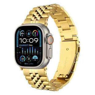 For Apple Watch 46mm / 49mm / 45mm / 44mm Quick Release Five-bead Metal Watch Band(Gold)