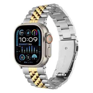 For Apple Watch 46mm / 49mm / 45mm / 44mm Quick Release Five-bead Metal Watch Band(Silver Gold)