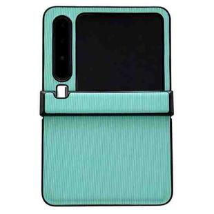 For Huawei Pura X Three-stage Vertical Pattern Solid Color Leather Phone Case(Lake Green)