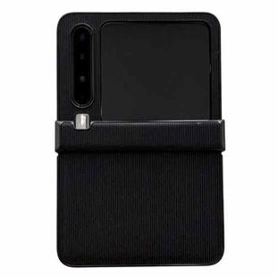 For Huawei Pura X Three-stage Vertical Pattern Solid Color Leather Phone Case(Black)