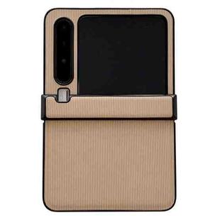 For Huawei Pura X Three-stage Vertical Pattern Solid Color Leather Phone Case(Gold)
