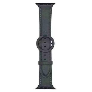 For Apple Watch 46mm / 49mm / 45mm / 44mm xDfind Round Buckle Leather Watch Band(Turquoise Brown)