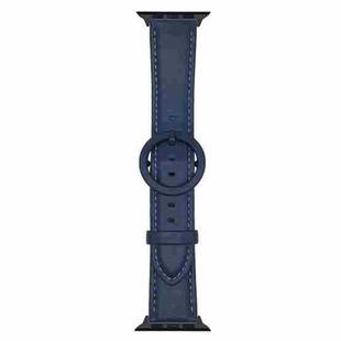 For Apple Watch 42mm / 41mm / 40mm / 38mm xDfind Round Buckle Leather Watch Band(Midnight Blue)