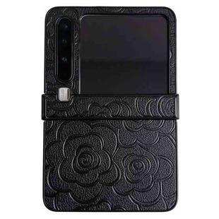 For Huawei Pura X Three-stage Impression Camellia Pattern Protective Phone Case(Black)