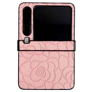 For Huawei Pura X Three-stage Impression Camellia Pattern Protective Phone Case(Pink)