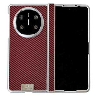 For Huawei Mate X6 Kevlar Carbon Fiber Spring Axis Nameplate Shockproof Phone Case(Red)