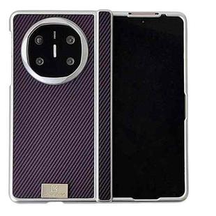 For Huawei Mate X6 Kevlar Carbon Fiber Spring Axis Nameplate Shockproof Phone Case(Purple)