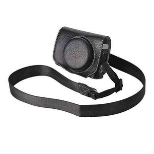 For Canon G7 X Mark III / G7X3 Retro Litchi Texture Leather Full Body Camera Case Bag with Strap(Black)