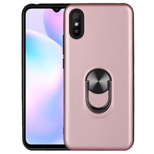 For Xiaomi Redmi 9A 360 Degree Rotating Multifunctional Stent PC+TPU Case with Magnetic Invisible Holder(Rose Gold)