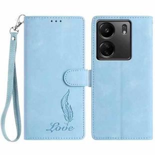 For Redmi 13C 4G Skin Feel Embossed Feather Leather Phone Case(Light Blue)
