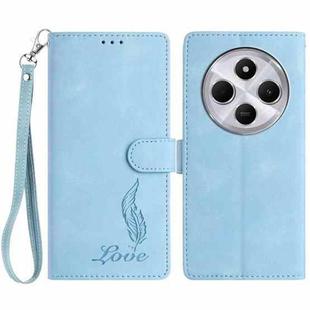 For Redmi 14C 4G Skin Feel Embossed Feather Leather Phone Case(Light Blue)