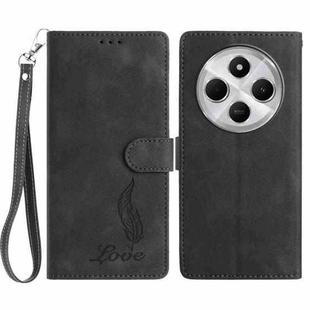 For Redmi 14C 4G Skin Feel Embossed Feather Leather Phone Case(Black)