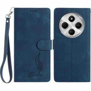 For Redmi 14C 4G Skin Feel Embossed Feather Leather Phone Case(Dark Blue)