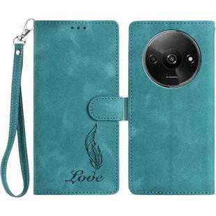 For Redmi A3 Skin Feel Embossed Feather Leather Phone Case(Green)