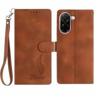 For Redmi A5 4G 173.3mm Skin Feel Embossed Feather Leather Phone Case(Brown)