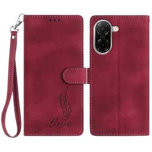 For Redmi A5 4G 173.3mm Skin Feel Embossed Feather Leather Phone Case(Red)