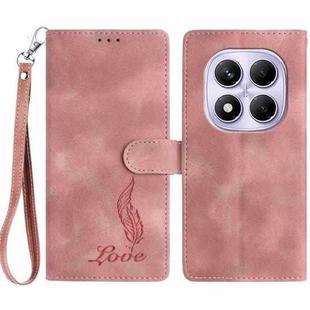 For Redmi Note 14 Pro 4G Skin Feel Embossed Feather Leather Phone Case(Pink)