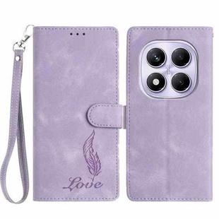 For Redmi Note 14 Pro 4G Skin Feel Embossed Feather Leather Phone Case(Purple)
