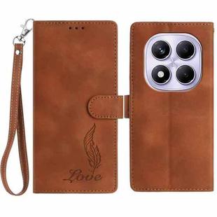 For Redmi Note 14 Pro 4G Skin Feel Embossed Feather Leather Phone Case(Brown)