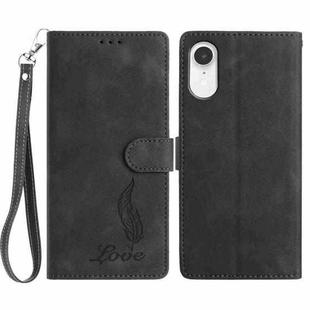For iPhone XR Skin Feel Embossed Feather Leather Phone Case(Black)