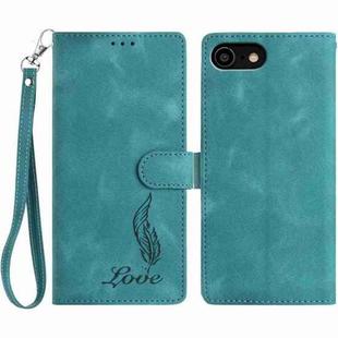For iPhone SE 2022 / SE 2020 / 8 / 7 Skin Feel Embossed Feather Leather Phone Case(Green)