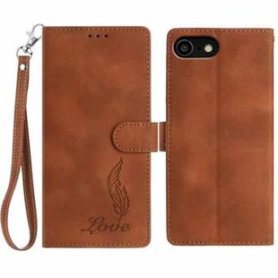 For iPhone SE 2022 / SE 2020 / 8 / 7 Skin Feel Embossed Feather Leather Phone Case(Brown)