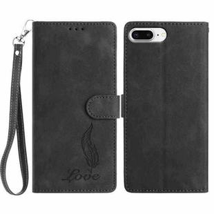 For iPhone 8 Plus / 7 Plus Skin Feel Embossed Feather Leather Phone Case(Black)