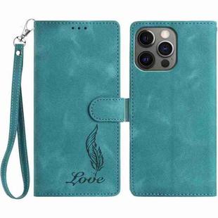 For iPhone 12 / 12 Pro Skin Feel Embossed Feather Leather Phone Case(Green)