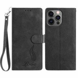 For iPhone 12 / 12 Pro Skin Feel Embossed Feather Leather Phone Case(Black)