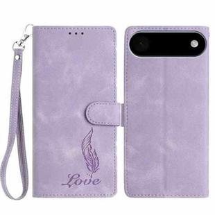 For iPhone 17 Air Skin Feel Embossed Feather Leather Phone Case(Purple)